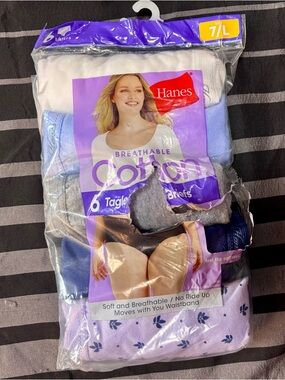NEW Hanes Women’s Breathable Cotton Briefs - Multi (5-Pack) Size 7/L